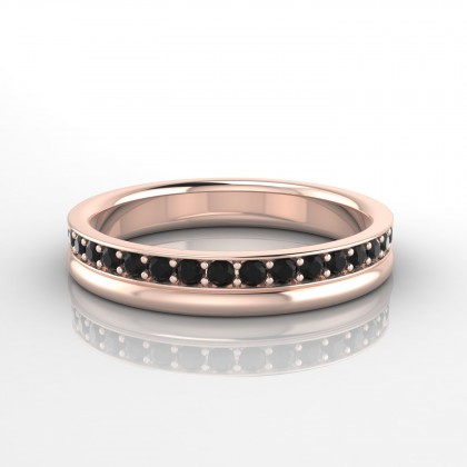 Renversante Bague Diamant noir en Or rose 18k
