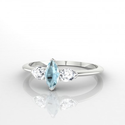 Sévigné Bague Aigue-marine en Or blanc 18k