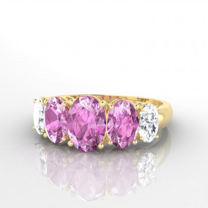 Tradition Bague Saphir rose en Or jaune 18k