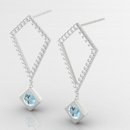 Abstraction Boucles d'oreilles Aigue-marine en Or blanc 18k