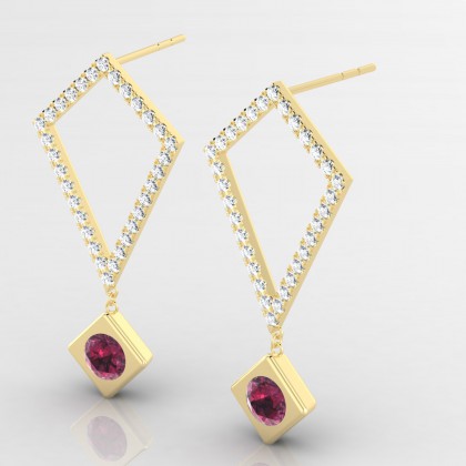 Abstraction Boucles d'oreilles Grenat en Or jaune 18k