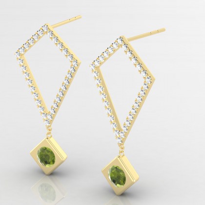 Abstraction Boucles d'oreilles Péridot en Or jaune 18k