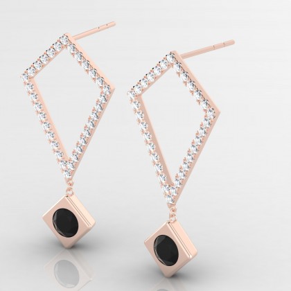 Abstraction Boucles d'oreilles Diamant noir en Or rose 18k