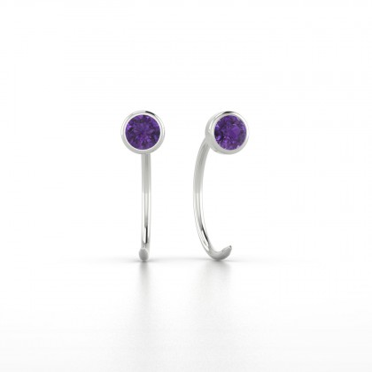 Achille Boucles d'oreilles Améthyste en Or blanc 18k