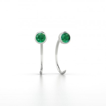 Achille Boucles d'oreilles Emeraude en Or blanc 18k