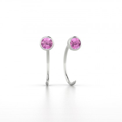 Achille Boucles d'oreilles Saphir rose en Or blanc 18k