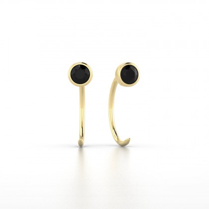 Achille Boucles d'oreilles Diamant noir en Or jaune 18k
