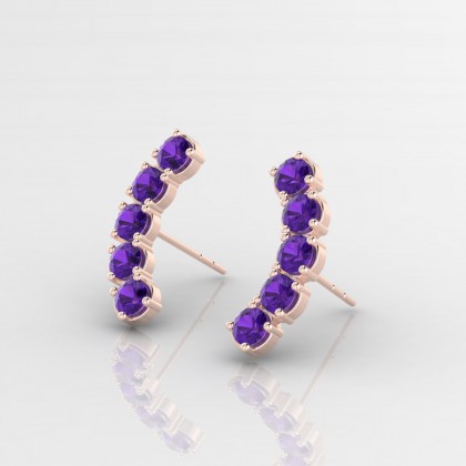 Agave Boucles d'oreilles Améthyste en Or rose 18k