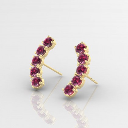 Agave Boucles d'oreilles Grenat en Or jaune 18k