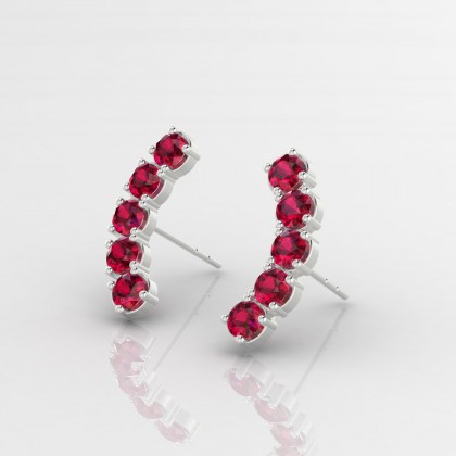 Agave Boucles d'oreilles Rubis en Argent 925