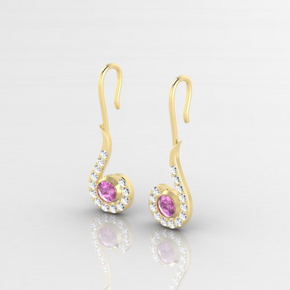 Amanda Boucles d'oreilles Saphir rose en Or jaune 18k