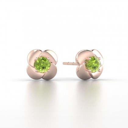 Anémone Boucles d'oreilles Péridot en Or rose 18k