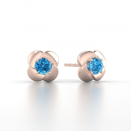 Anémone Boucles d'oreilles Topaze en Or rose 18k