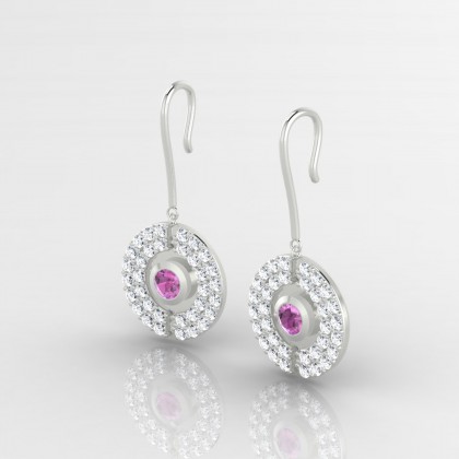 Annabella Boucles d'oreilles Saphir rose en Or blanc 18k