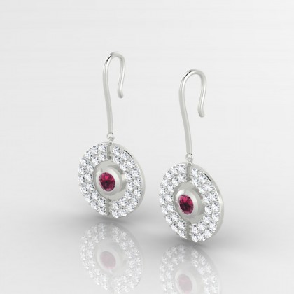 Annabella Boucles d'oreilles Grenat en Or blanc 18k