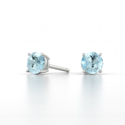 Annaëlle Boucles d'oreilles Aigue-marine en Or blanc 18k