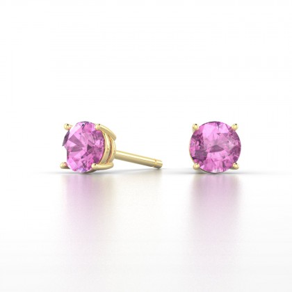 Annaëlle Boucles d'oreilles Saphir rose en Or jaune 18k