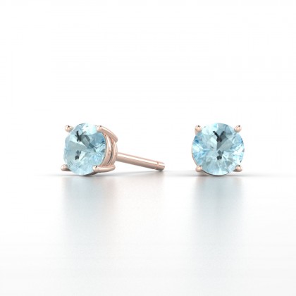 Annaëlle Boucles d'oreilles Aigue-marine en Or rose 18k