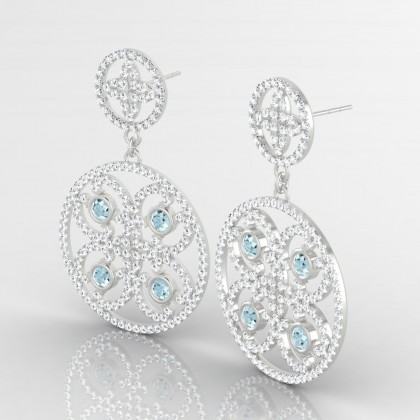 Arabesque Boucles d'oreilles Aigue-marine en Or blanc 18k