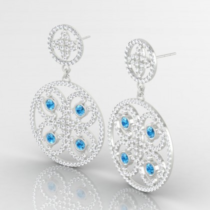 Arabesque Boucles d'oreilles Topaze en Or blanc 18k