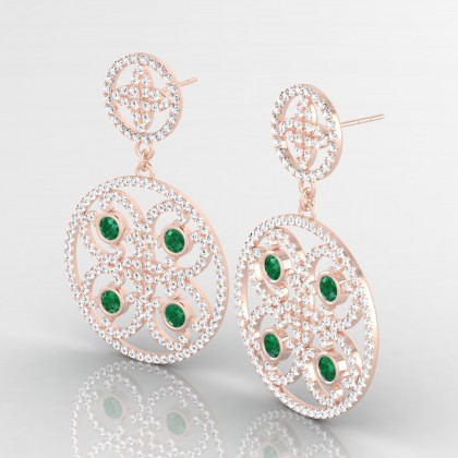 Arabesque Boucles d'oreilles Emeraude en Or rose 18k