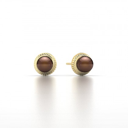 Areata Boucles d'oreilles Perle d'eau douce chocolat en Or jaune 18k