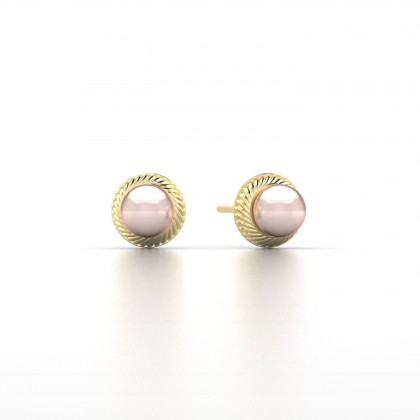Areata Boucles d'oreilles Perle d'eau douce rose en Or jaune 18k