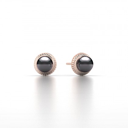Areata Boucles d'oreilles Perle d'eau douce noire en Or rose 18k