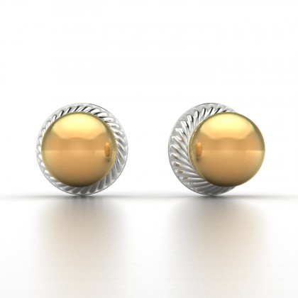 Aritea Boucles d'oreilles Perle d'eau douce dorée en Or blanc 18k