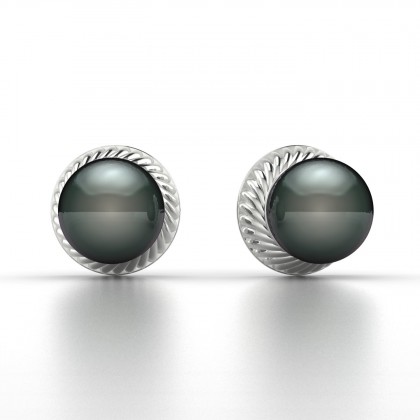Aritea Boucles d'oreilles Perle de Tahiti en Or blanc 18k