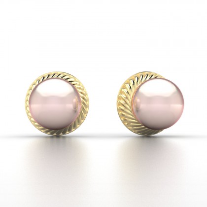 Aritea Boucles d'oreilles Perle d'eau douce rose en Or jaune 18k