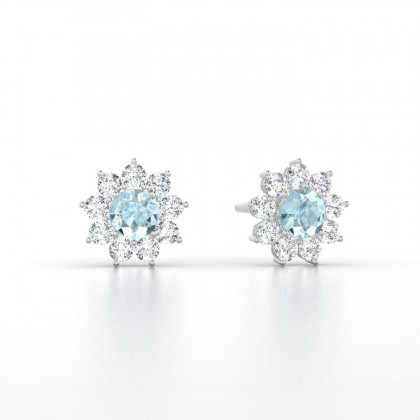Arizona Boucles d'oreilles Aigue-marine en Argent 925