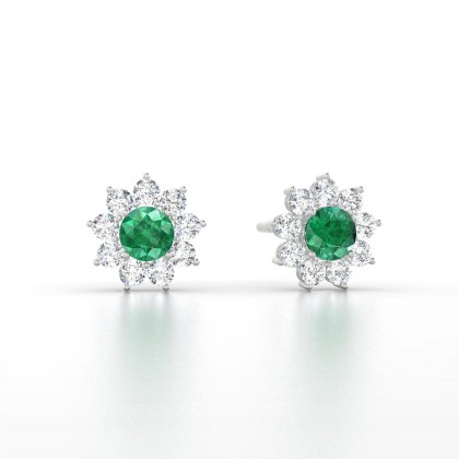 Arizona Boucles d'oreilles Emeraude en Or blanc 18k