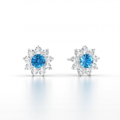 Arizona Boucles d'oreilles Topaze en Or blanc 18k