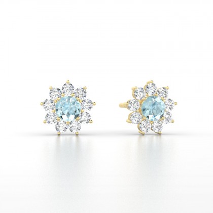 Arizona Boucles d'oreilles Aigue-marine en Or jaune 18k