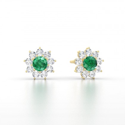 Arizona Boucles d'oreilles Emeraude en Or jaune 18k