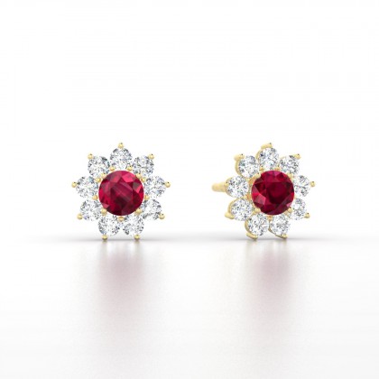 Arizona Boucles d'oreilles Rubis en Or jaune 18k