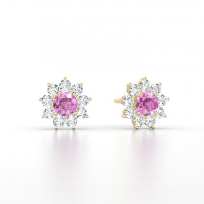 Arizona Boucles d'oreilles Saphir rose en Or jaune 18k