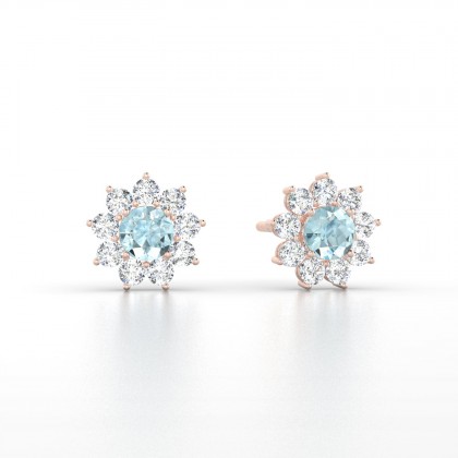 Arizona Boucles d'oreilles Aigue-marine en Or rose 18k
