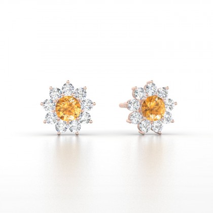 Arizona Boucles d'oreilles Citrine en Or rose 18k