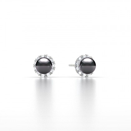 Avera Boucles d'oreilles Perle d'eau douce noire en Argent 925