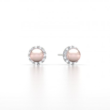 Avera Boucles d'oreilles Perle d'eau douce rose en Argent 925