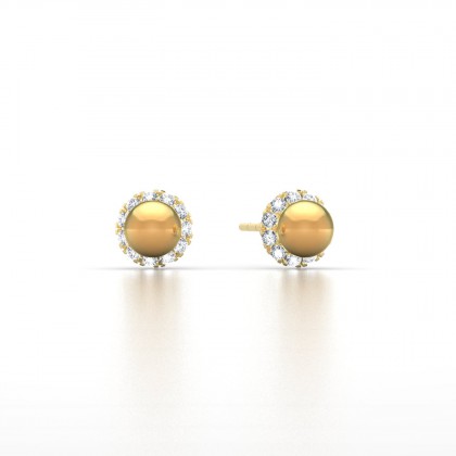 Avera Boucles d'oreilles Perle d'eau douce dorée en Or jaune 18k