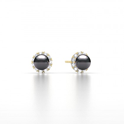 Avera Boucles d'oreilles Perle d'eau douce noire en Or jaune 18k