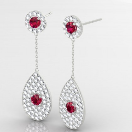 Bal de minuit Boucles d'oreilles Rubis en Argent 925