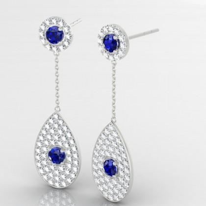 Bal de minuit Boucles d'oreilles Saphir en Argent 925