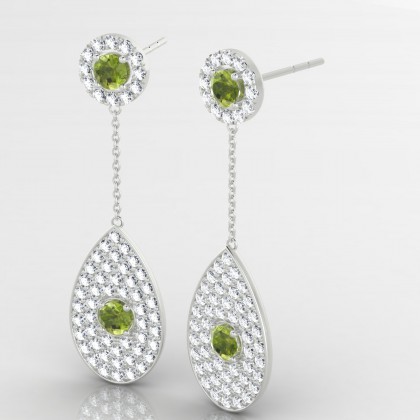 Bal de minuit Boucles d'oreilles Péridot en Or blanc 18k