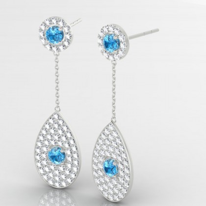 Bal de minuit Boucles d'oreilles Topaze en Or blanc 18k