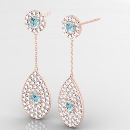 Bal de minuit Boucles d'oreilles Aigue-marine en Or rose 18k