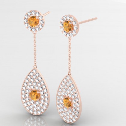 Bal de minuit Boucles d'oreilles Citrine en Or rose 18k